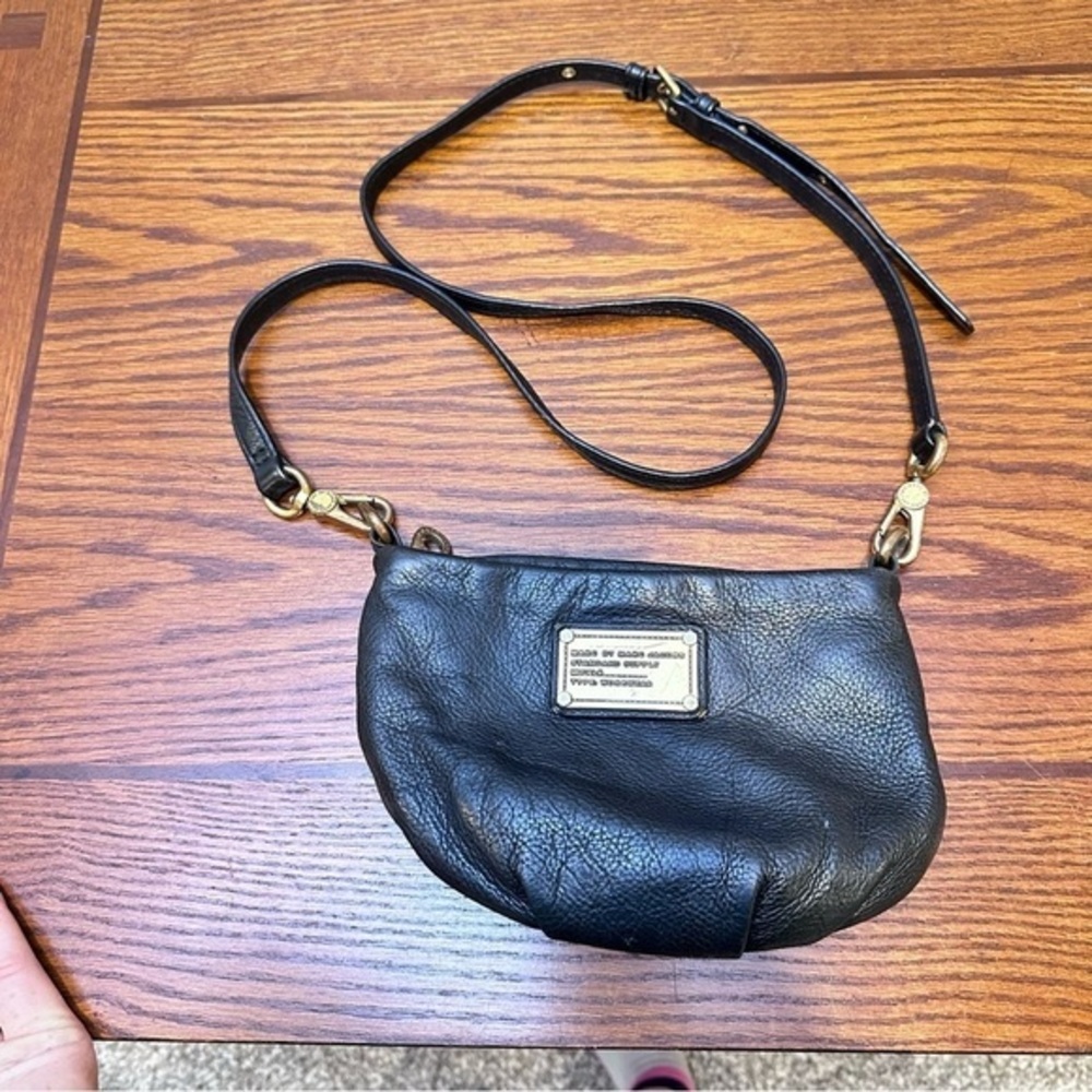 Marc by Marc Jacobs Classic Q Percy‎ Black Pebble Leather Crossbody Mini Handbag